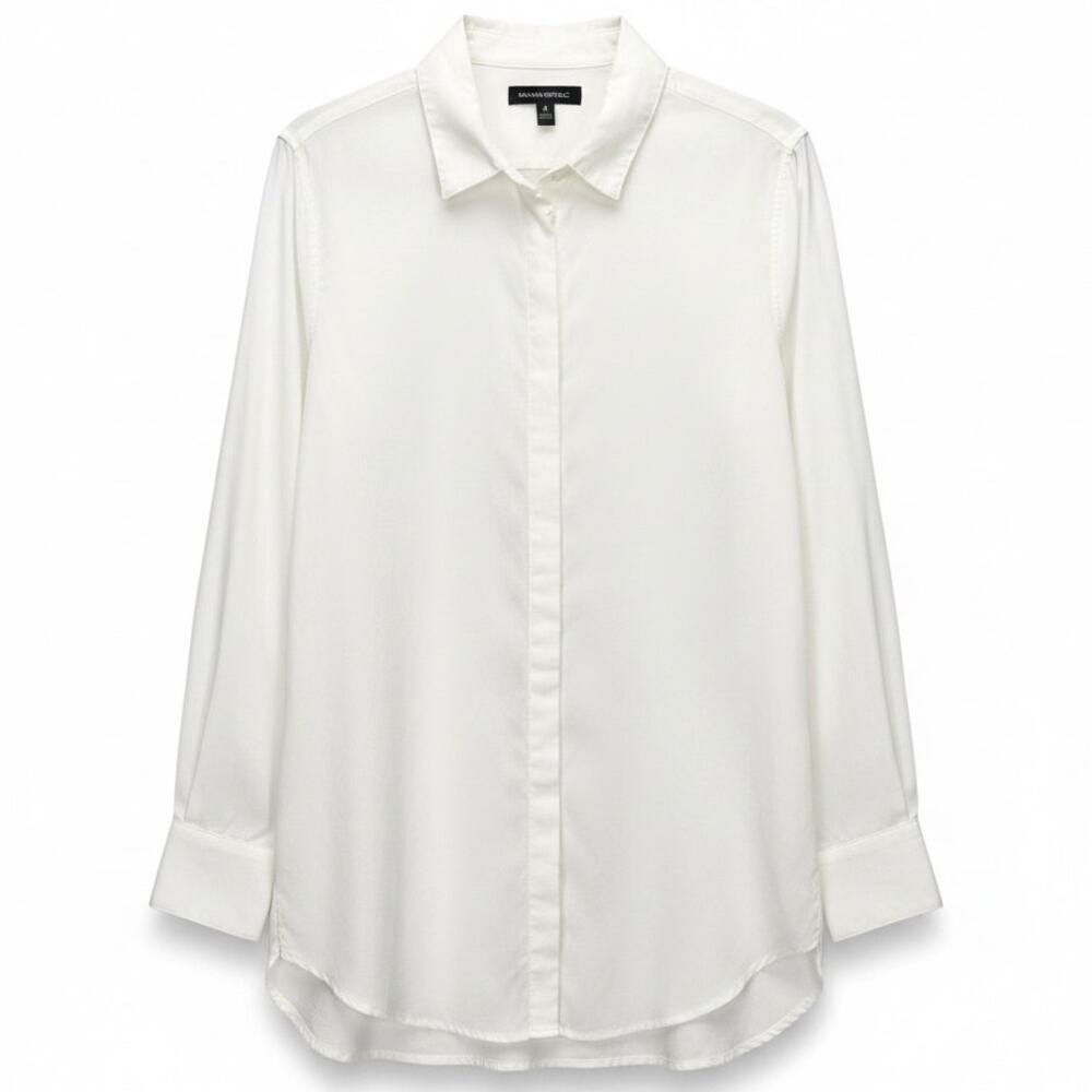 BANANA REPUBLIC Women's LONG SLEEVE Button Up Dress Shirt WHITE Size MEDIUM